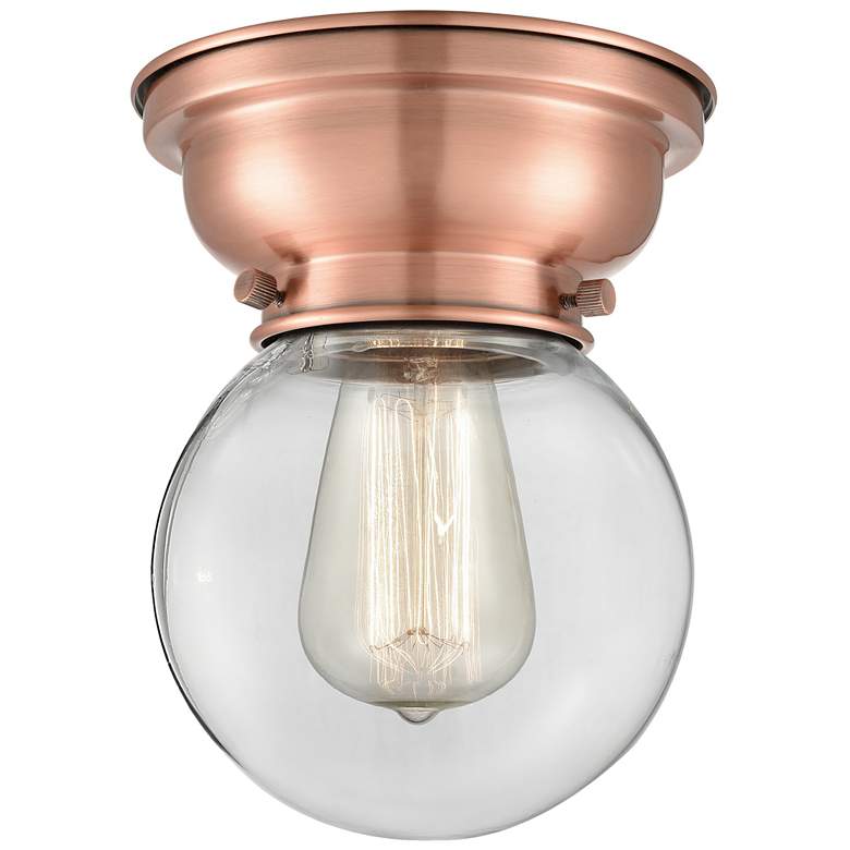 Image 1 Aditi Beacon 6.25" Wide Antique Copper Flush Mount With Clear Shade