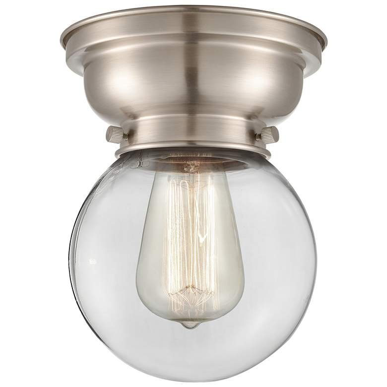 Image 1 Aditi Beacon 6.25" Wide Brushed Satin Nickel Flush Mount With Clear Sh