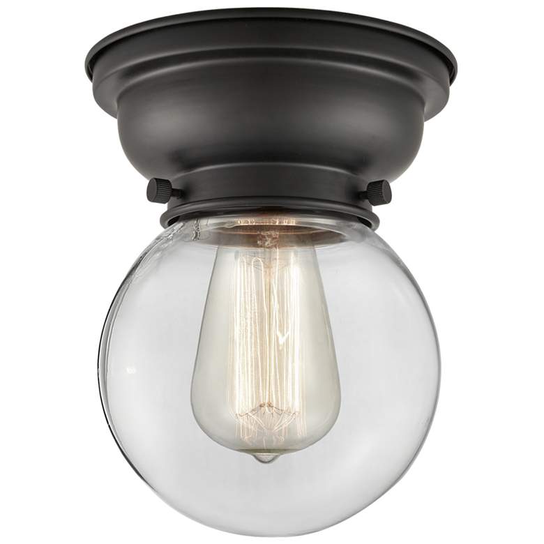 Image 1 Aditi Beacon 6.25" Wide Matte Black Flush Mount With Clear Shade