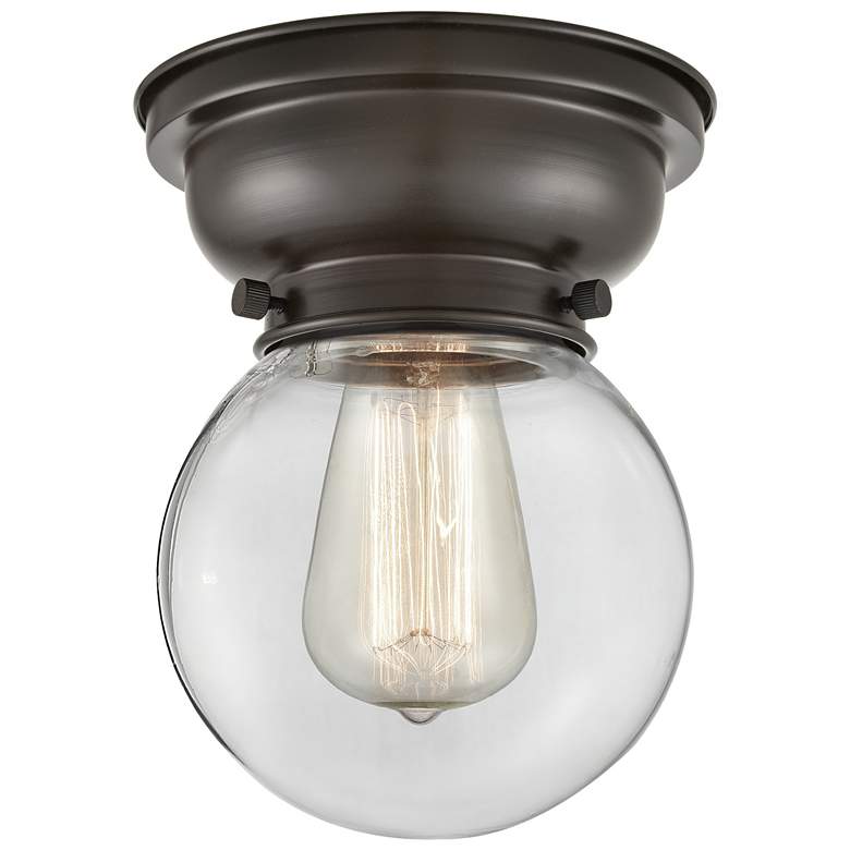 Image 1 Aditi Beacon 6.25" Wide Oil Rubbed Bronze Flush Mount With Clear Shade