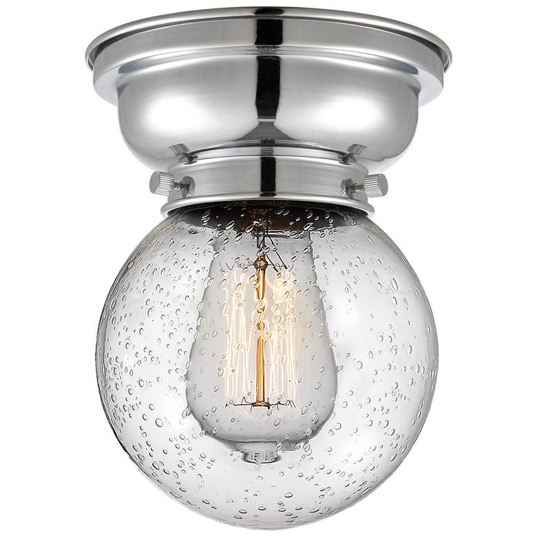 Image 1 Aditi Beacon 6.25" Wide Polished Chrome Flush Mount With Seedy Shade