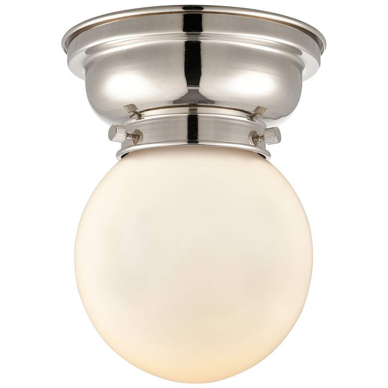 Image 1 Aditi Beacon 6.25" Wide Polished Nickel Flush Mount With Matte White S