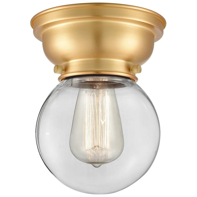 Image 1 Aditi Beacon 6.25" Wide Satin Gold Flush Mount With Clear Shade