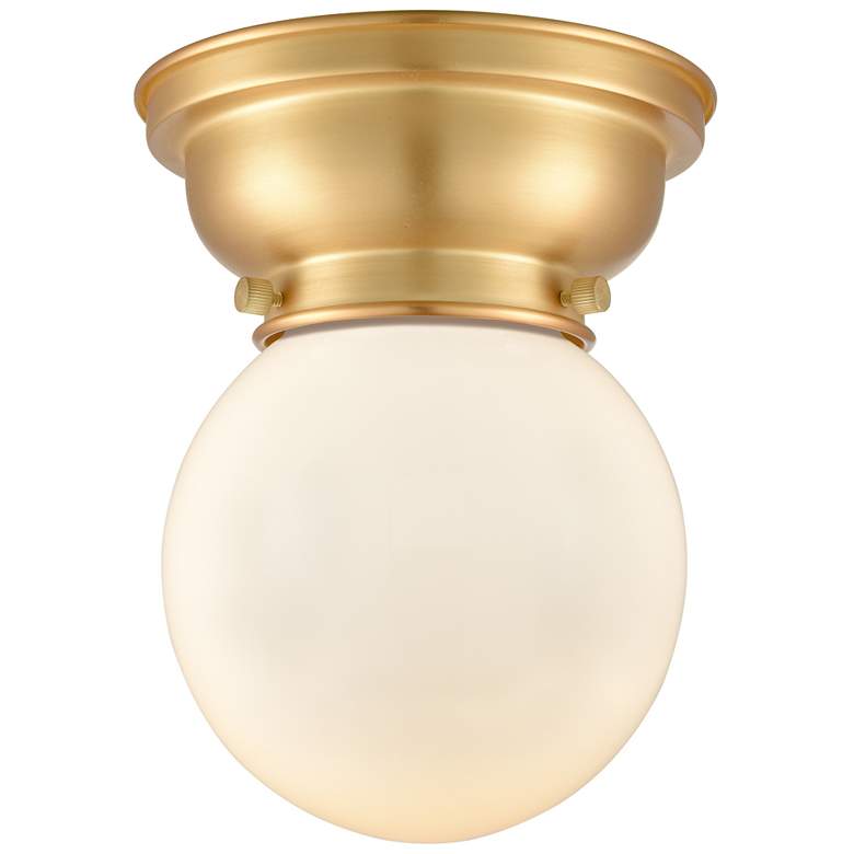 Image 1 Aditi Beacon 6.25" Wide Satin Gold Flush Mount With Matte White Shade