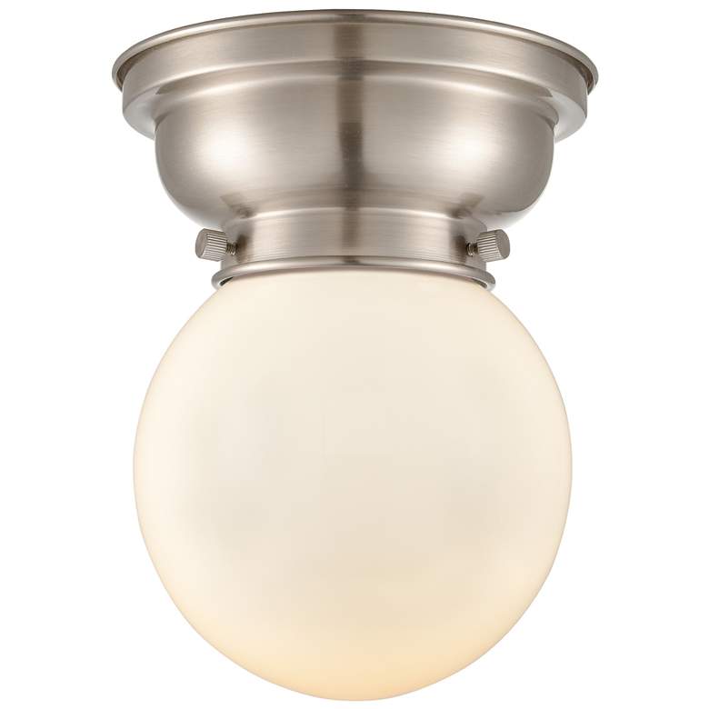 Image 1 Aditi Beacon 6.25"W Brushed Satin Nickel Flush Mount w/ Matte White Sh