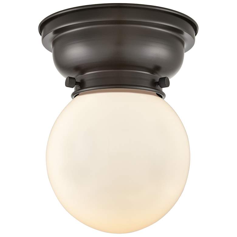 Image 1 Aditi Beacon 6.25"W Oil Rubbed Bronze Flush Mount w/ Matte White Shade