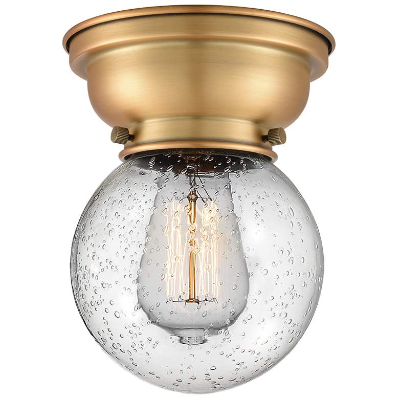 Image 1 Aditi Beacon 6" LED Flush Mount - Brushed Brass - Seedy Shade