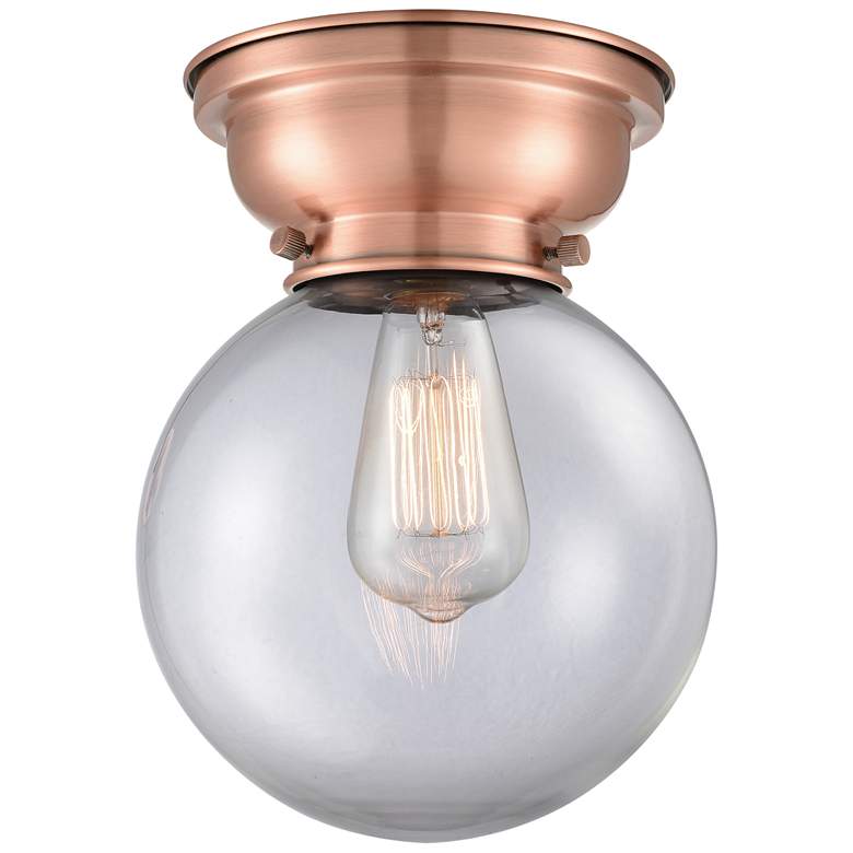 Image 1 Aditi Beacon 8" LED Flush Mount - Antique Copper - Clear Shade