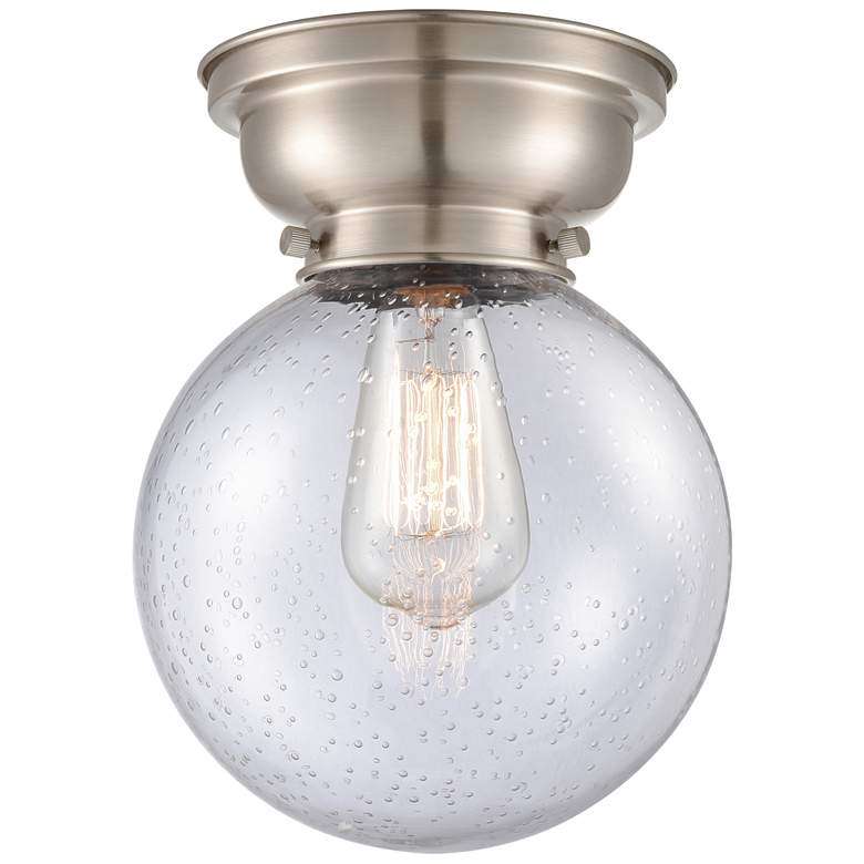 Image 1 Aditi Beacon 8" LED Flush Mount - Brushed Satin Nickel - Seedy Shade