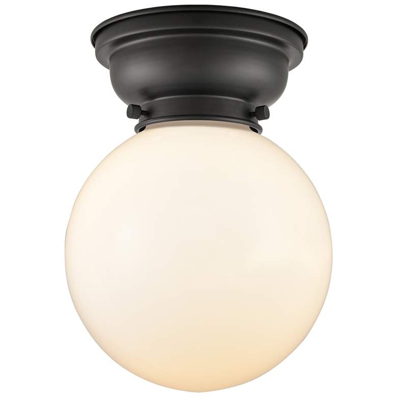 Image 1 Aditi Beacon 8" LED Flush Mount - Matte Black - Matte White Shade