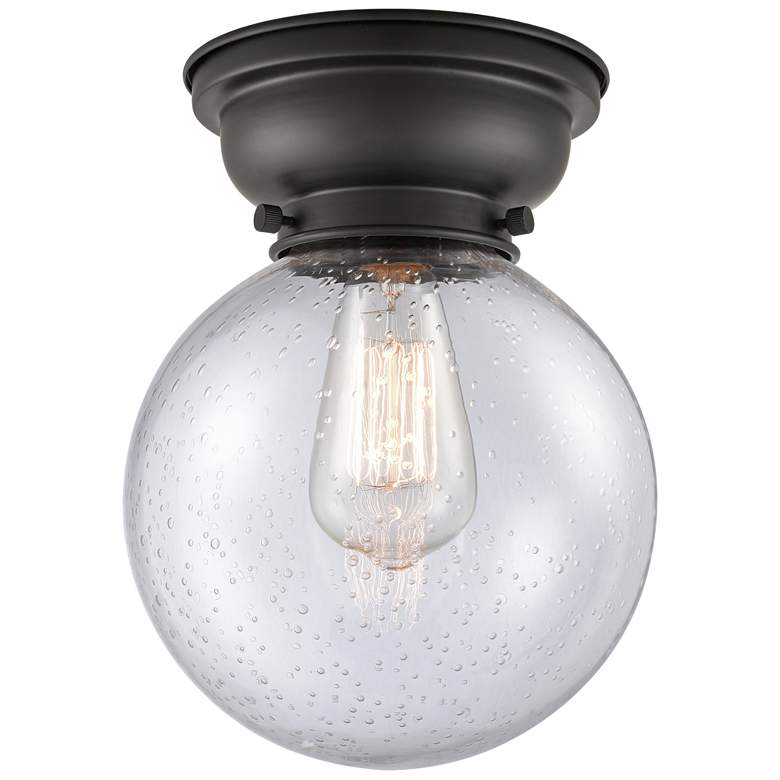 Image 1 Aditi Beacon 8" LED Flush Mount - Matte Black - Seedy Shade