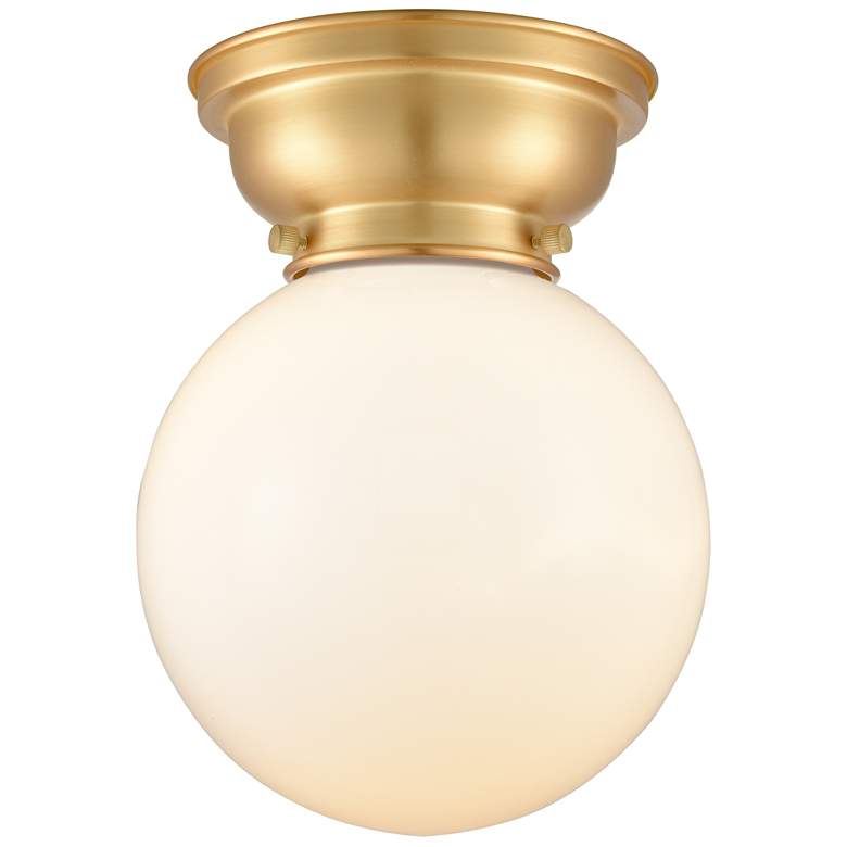 Image 1 Aditi Beacon 8" LED Flush Mount - Satin Gold - Matte White Shade