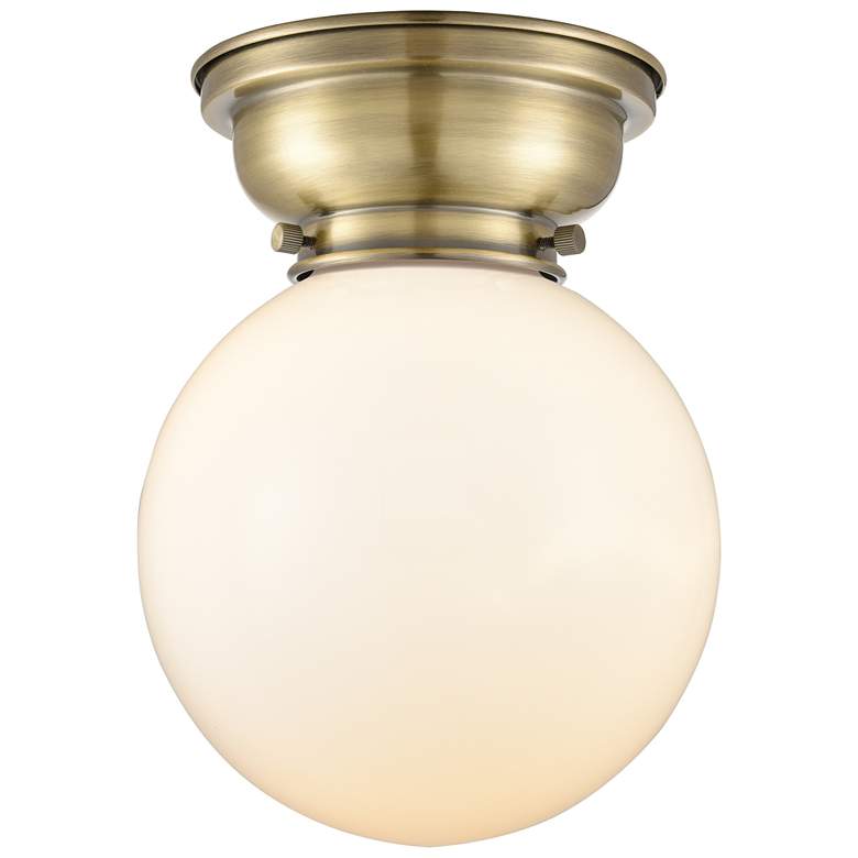 Image 1 Aditi Beacon 8" Wide Antique Brass Flush Mount With Matte White Shade