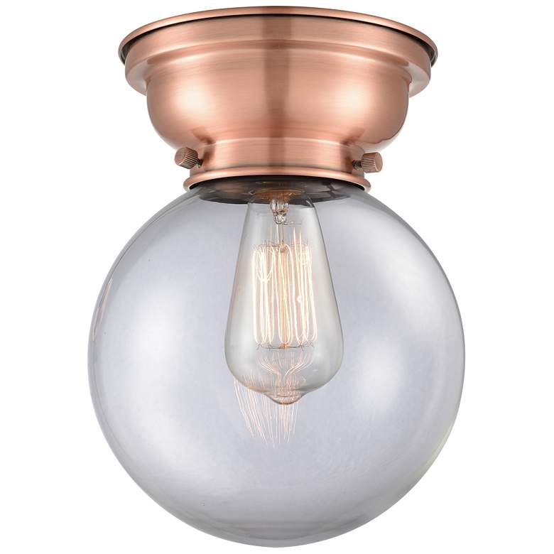 Image 1 Aditi Beacon 8" Wide Antique Copper Flush Mount With Clear Shade