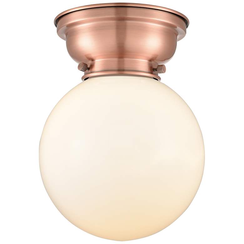 Image 1 Aditi Beacon 8" Wide Antique Copper Flush Mount With Matte White Shade