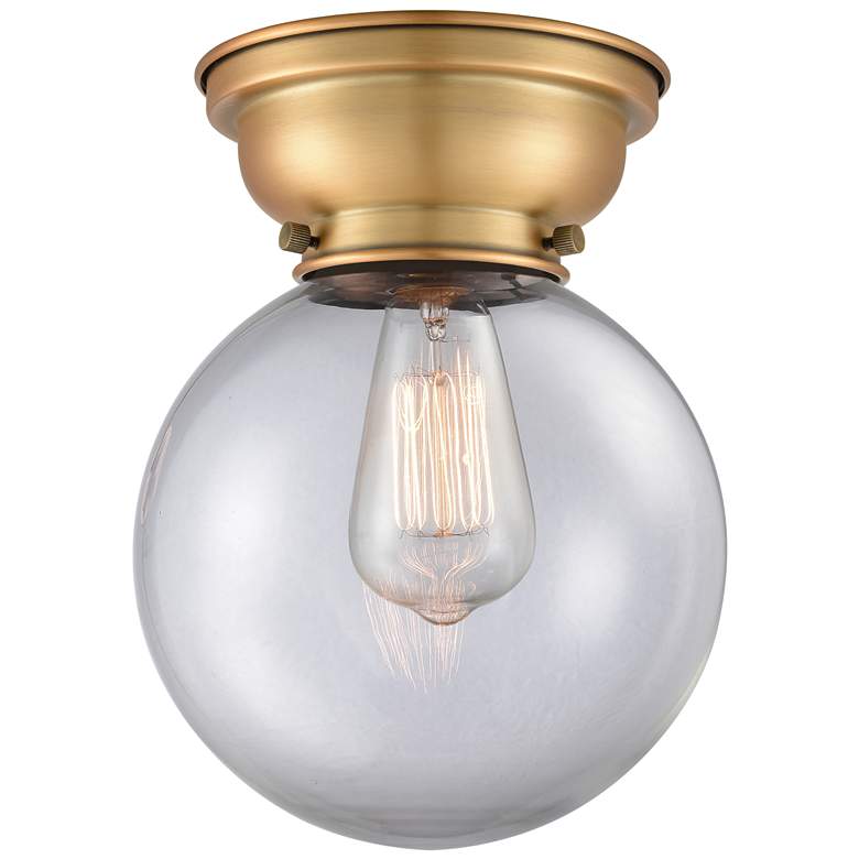 Image 1 Aditi Beacon 8" Wide Brushed Brass Flush Mount With Clear Shade