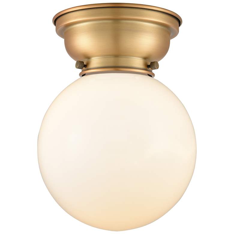 Image 1 Aditi Beacon 8" Wide Brushed Brass Flush Mount With Matte White Shade