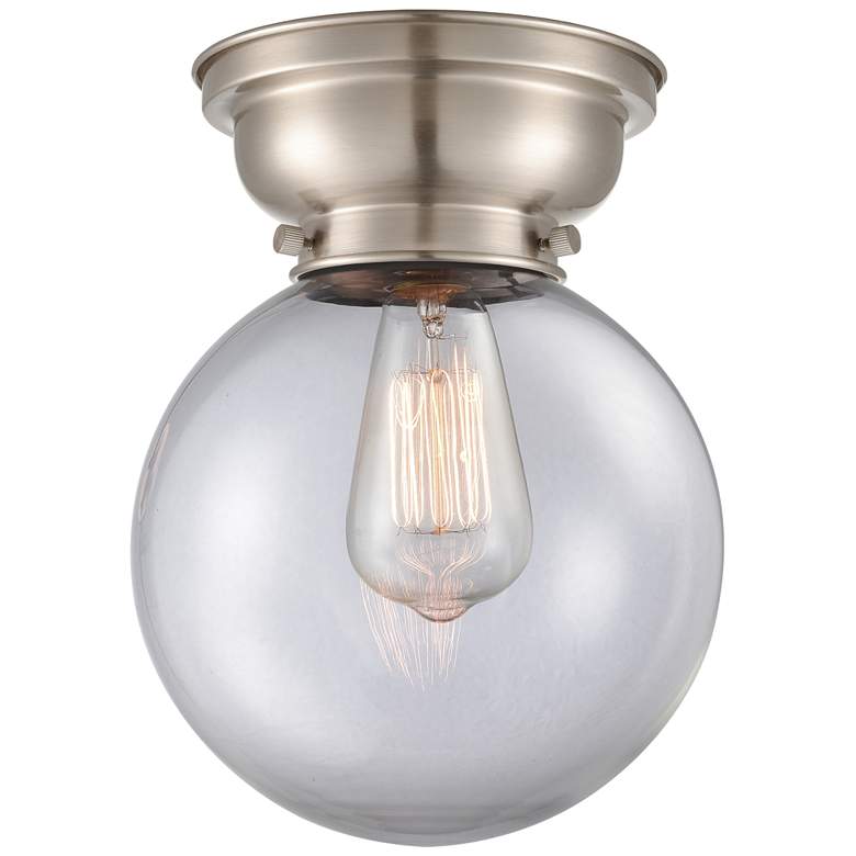 Image 1 Aditi Beacon 8" Wide Brushed Satin Nickel Flush Mount With Clear Shade