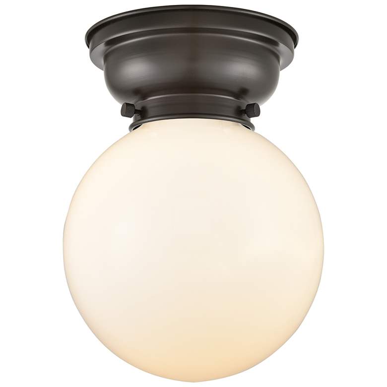Image 1 Aditi Beacon 8" Wide Oil Rubbed Bronze Flush Mount With Matte White Sh