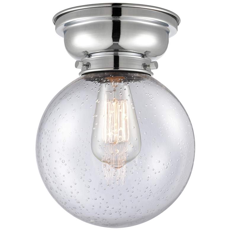 Image 1 Aditi Beacon 8" Wide Polished Chrome Flush Mount With Seedy Shade