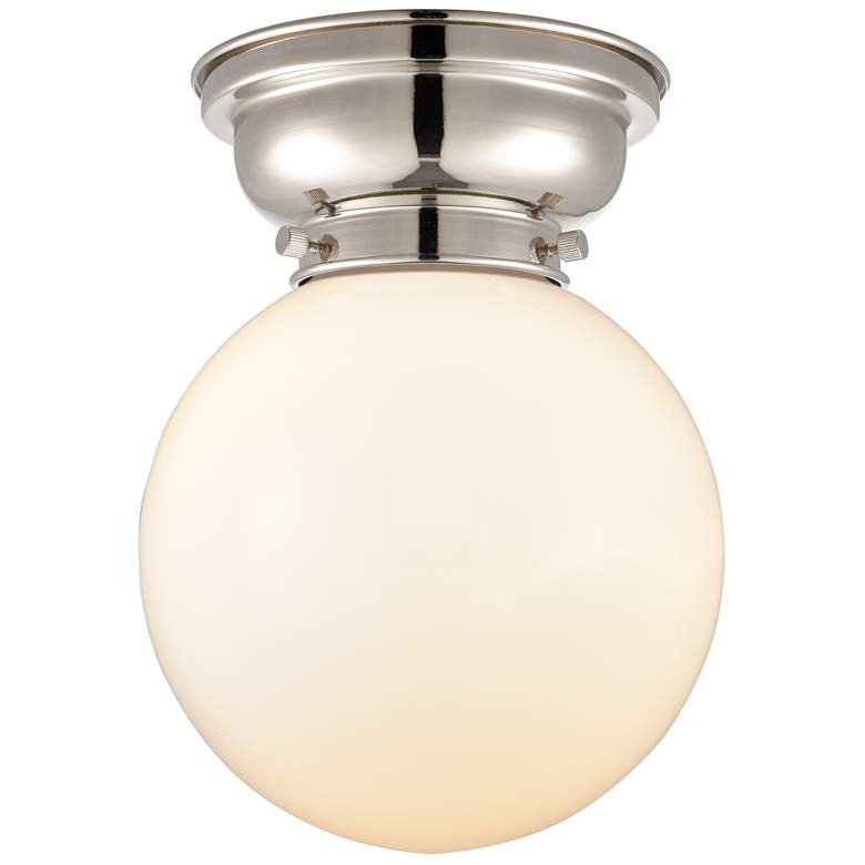 Image 1 Aditi Beacon 8" Wide Polished Nickel Flush Mount With Matte White Shad