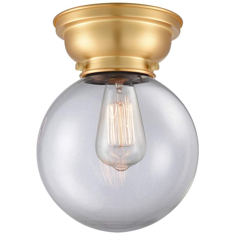 Image 1 Aditi Beacon 8" Wide Satin Gold Flush Mount With Clear Shade