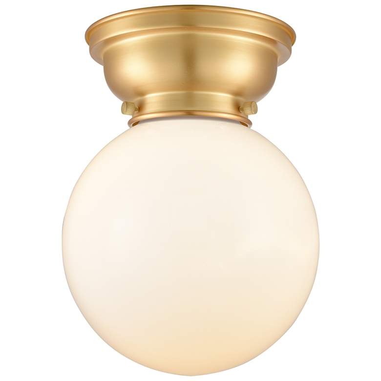 Image 1 Aditi Beacon 8" Wide Satin Gold Flush Mount With Matte White Shade
