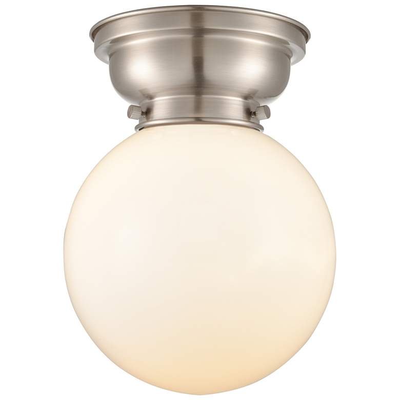 Image 1 Aditi Beacon 8"W Brushed Satin Nickel Flush Mount w/ Matte White Shade