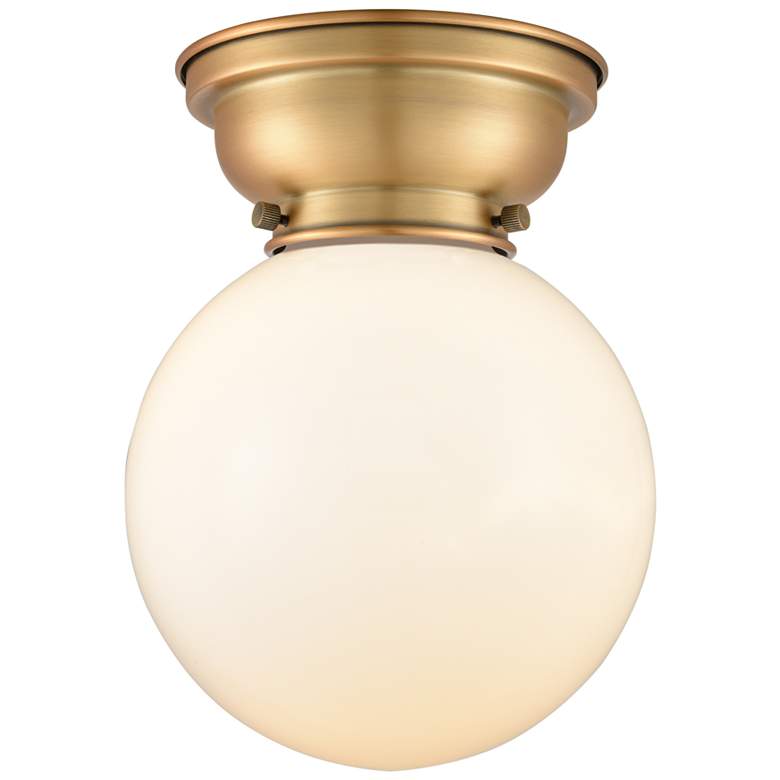 Image 1 Aditi Beacon 8" LED Flush Mount - Brushed Brass - Matte White Shade