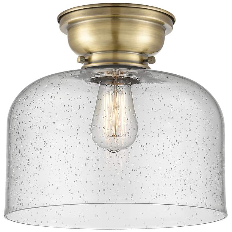 Image 1 Aditi Bell 12" Antique Brass Flush Mount w/ Seedy Shade
