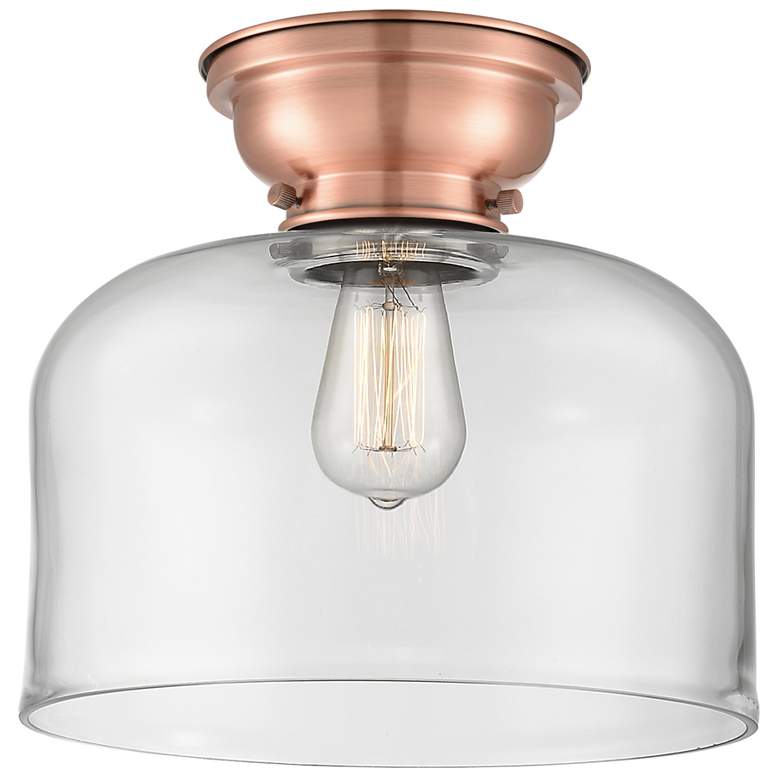 Image 1 Aditi Bell 12" Antique Copper Flush Mount w/ Clear Shade