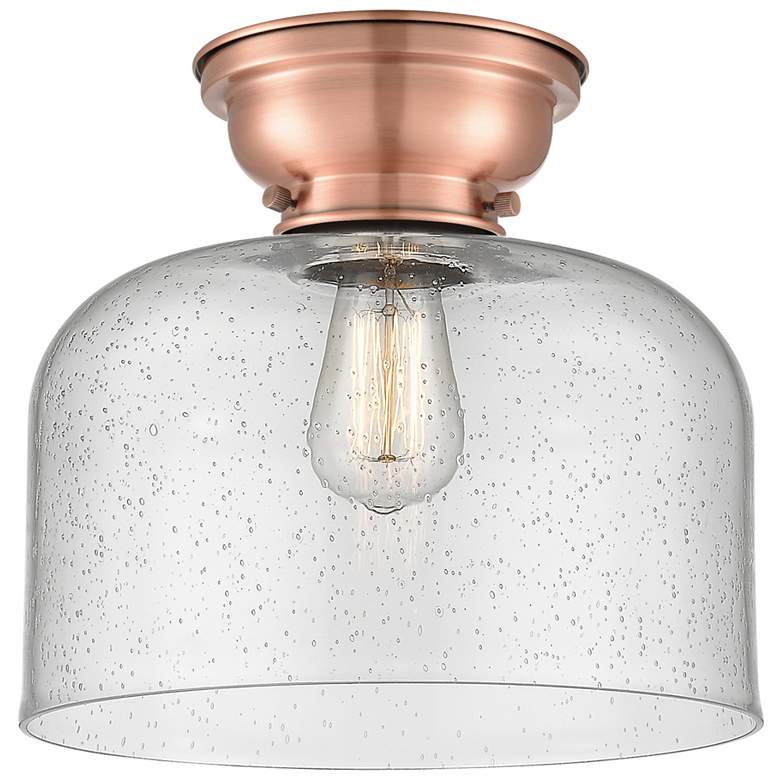 Image 1 Aditi Bell 12" Antique Copper Flush Mount w/ Seedy Shade