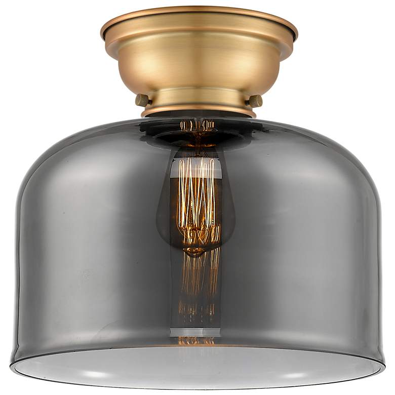 Image 1 Aditi Bell 12" Flush Mount - Brushed Brass - Plated Smoke Shade