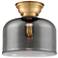 Aditi Bell 12" Flush Mount - Brushed Brass - Plated Smoke Shade
