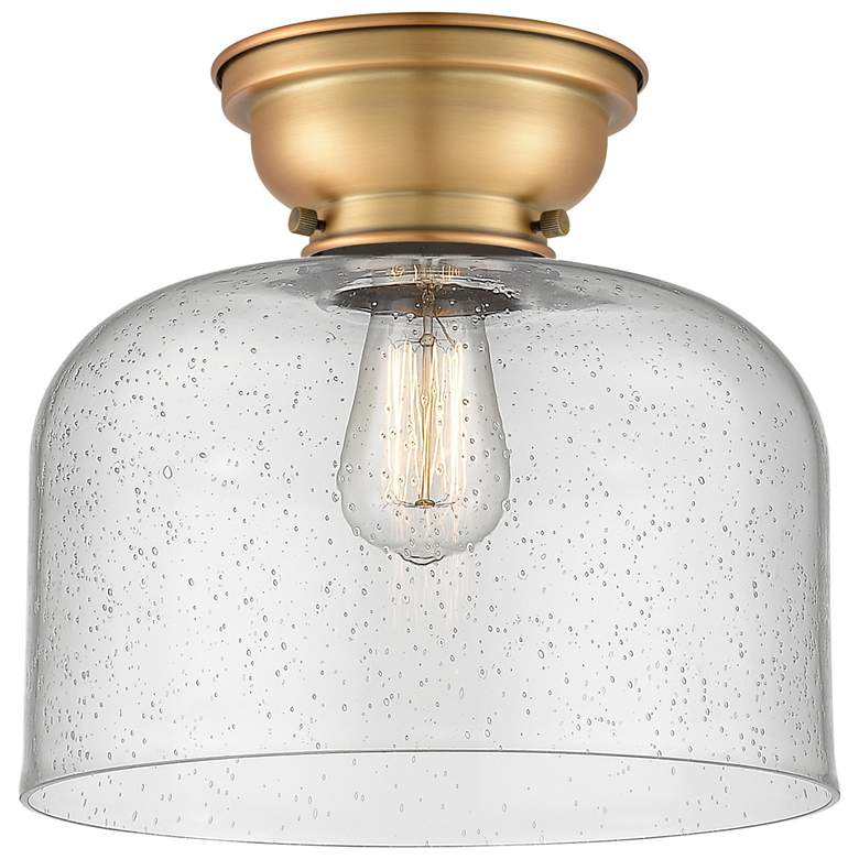 Image 1 Aditi Bell 12" Flush Mount - Brushed Brass - Seedy Shade