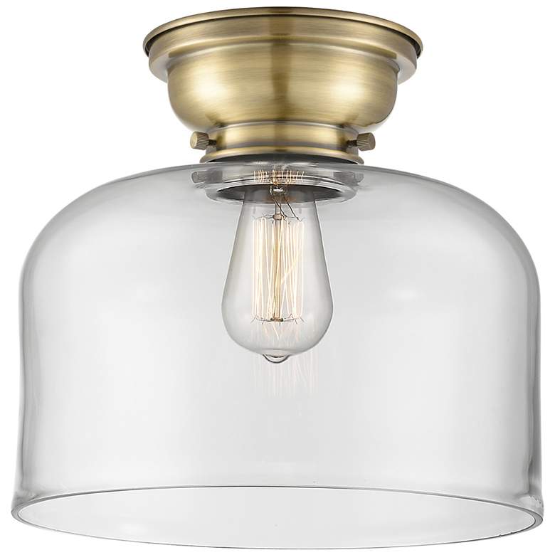 Image 1 Aditi Bell 12" LED Flush Mount - Antique Brass - Clear Shade