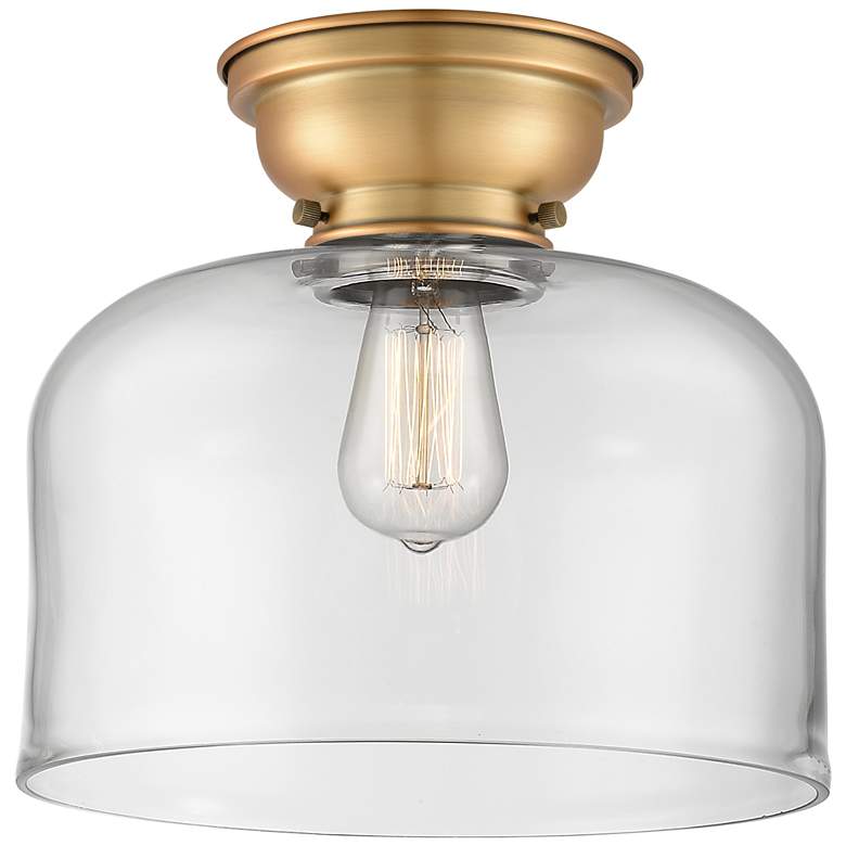 Image 1 Aditi Bell 12" LED Flush Mount - Brushed Brass - Clear Shade