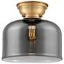 Aditi Bell 12" LED Flush Mount - Brushed Brass - Plated Smoke Shade