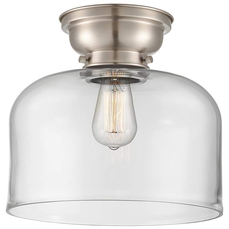 Image 1 Aditi Bell 12" LED Flush Mount - Brushed Satin Nickel - Clear Shade