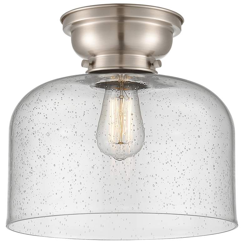 Image 1 Aditi Bell 12" LED Flush Mount - Brushed Satin Nickel - Seedy Shade