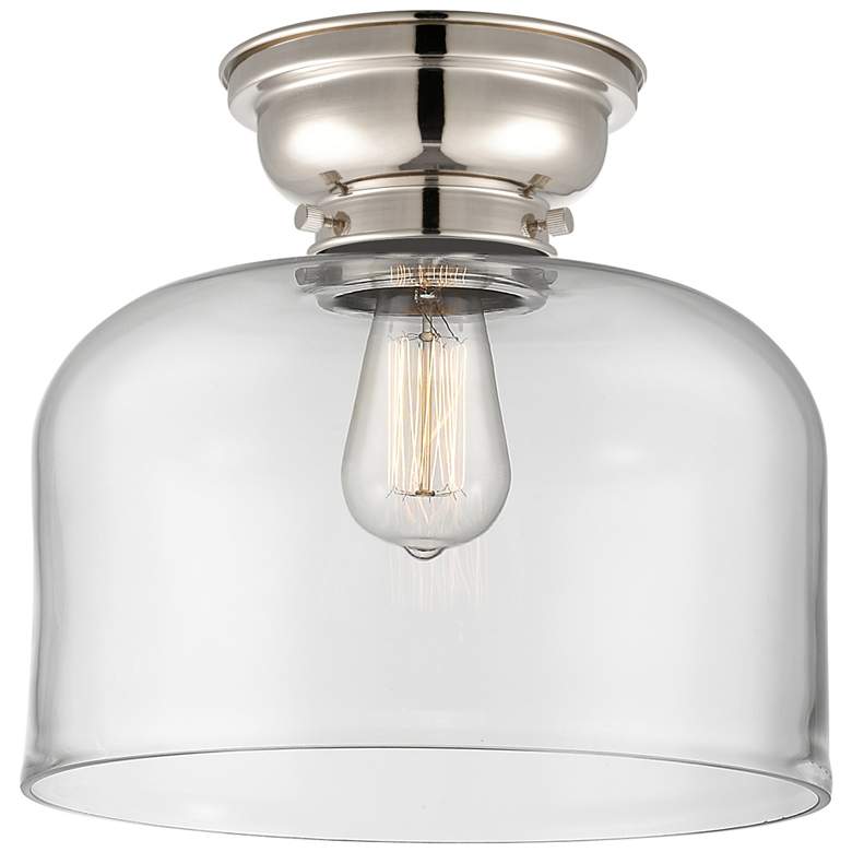 Image 1 Aditi Bell 12" LED Flush Mount - Polished Nickel - Clear Shade