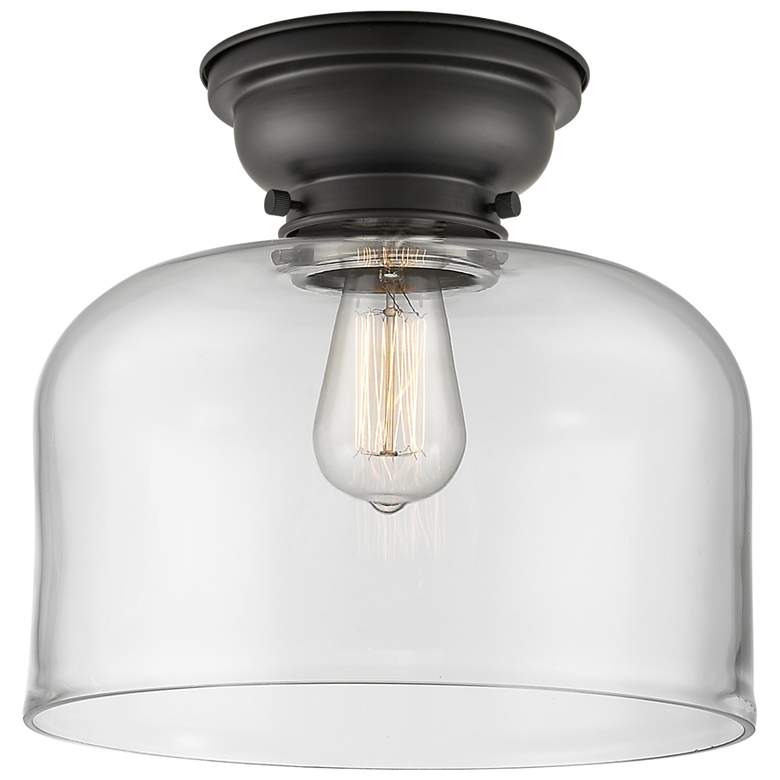 Image 1 Aditi Bell 12" Matte Black Flush Mount w/ Clear Shade