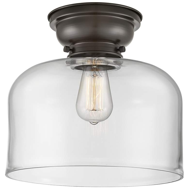 Image 1 Aditi Bell 12" Oil Rubbed Bronze Flush Mount w/ Clear Shade