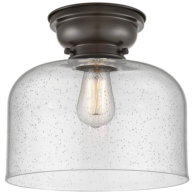 Image 1 Aditi Bell 12" Oil Rubbed Bronze Flush Mount w/ Seedy Shade