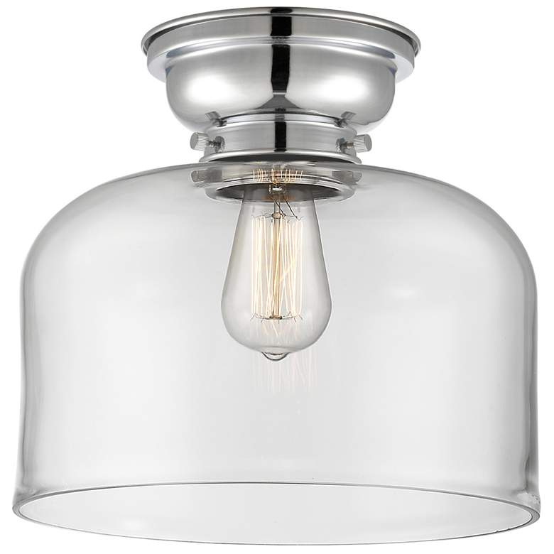Image 1 Aditi Bell 12" Polished Chrome Flush Mount w/ Clear Shade