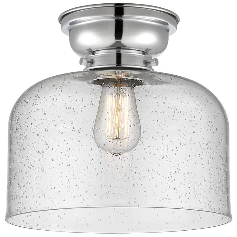 Image 1 Aditi Bell 12" Polished Chrome Flush Mount w/ Seedy Shade