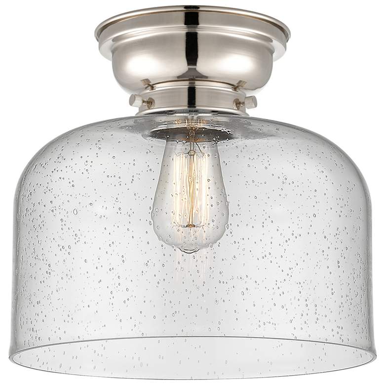 Image 1 Aditi Bell 12" Polished Nickel Flush Mount w/ Seedy Shade