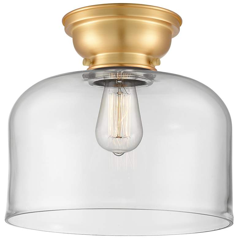 Image 1 Aditi Bell 12" Satin Gold Flush Mount w/ Clear Shade