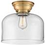 Aditi Bell 12" LED Flush Mount - Brushed Brass - Clear Shade
