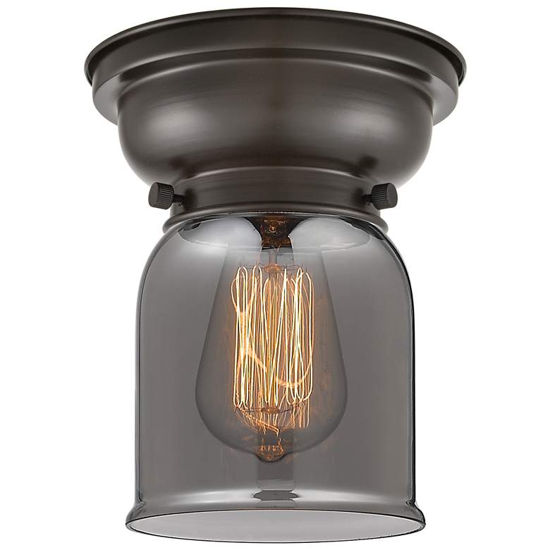 Image 1 Aditi Bell 6.25" Wide Oil Rubbed Bronze Flush Mount With Plated Smoke